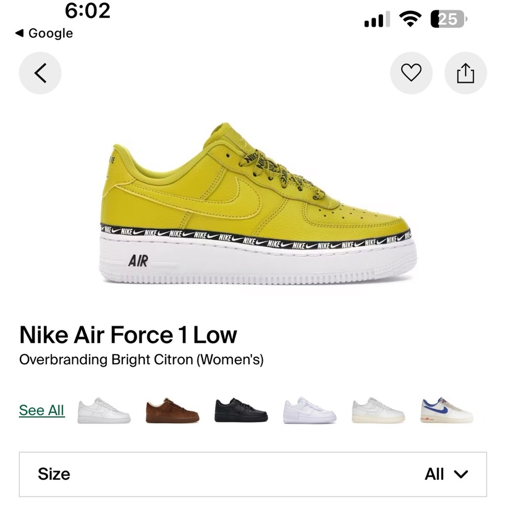 Nike Women’s Air Force 1 Low - Bright Yellow and White